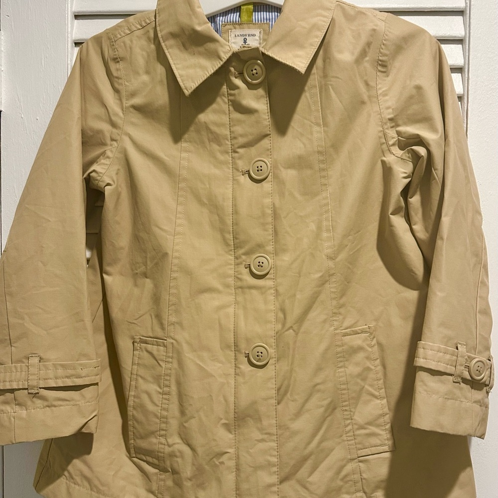 Lands End khaki trench coat girls 6x
